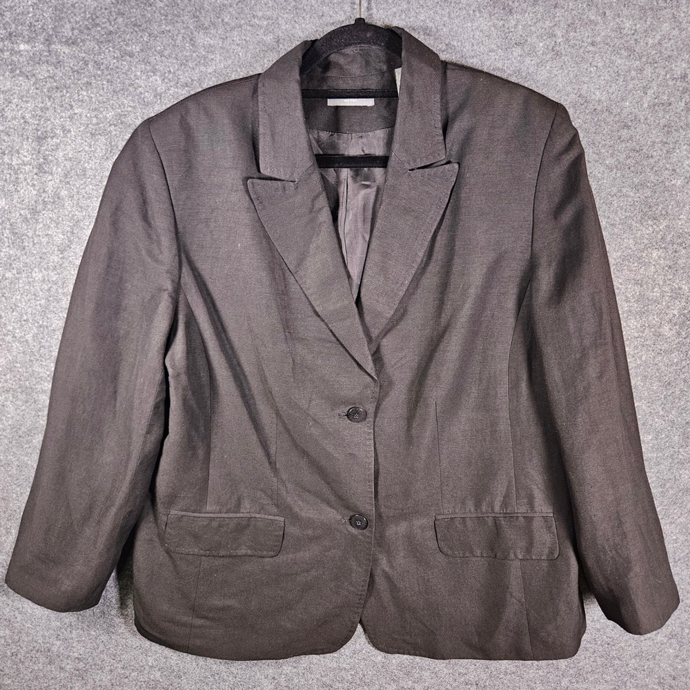 Kate Hill Womens Black Linen Blend Blazer Professional Capsule Office Sz 16W